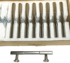 9-Pack 3-1/2″ Hole Center Brushed Satin Nickel Cabinet Pulls Solid – New