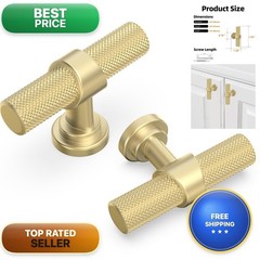 KOMOTIA 20 Pack Cabinet Knurled Knobs Brushed Gold Kitchen Cabinet Knobs