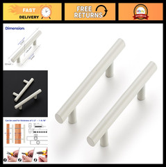 35 Pack 5″ White Stainless Steel Cabinet Pulls | Kitchen Drawer Handles, 3″ Cent