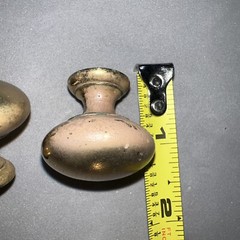 Vintage Drawer Cabinet Pulls Heavy Solid Brass Gold Tone Knobs Mushroom No Screw