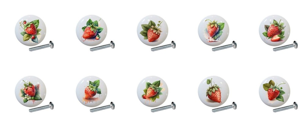 Strawberry Strawberries icao 1.5″ DECORATIVE Cabinet PULLS Dresser Drawer KNOBS