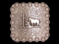 Western Lodge Cabin Kitchen Decor 1 1/2″ Praying Cowboy Concho Drawer Pulls (6)