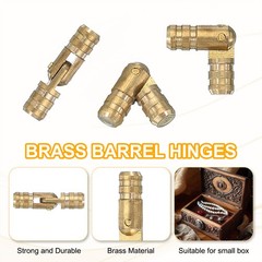 30Pcs Hidden Brass Barrel Hinges 0.7″x0.16″ for DIY Jewelry Cabinet Door, Gold