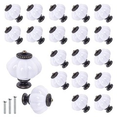 Acrylic Pumpkin Knobs, White Cabinet knobs Set of 20 Vintage White 20 Pack