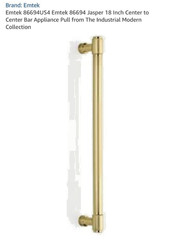 Emtek 86694 Jasper 18″ Center to Center Bar Appliance Pull – Satin Brass