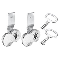 2Pcs Tubular Cam Lock Zinc Alloy Flat Lock with Waterproof Cover Silver