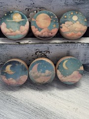 Moon Star Cloud Nursery Cabinet Knobs Furniture Replacement Drawer Pulls Set