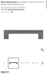 Atlas Homewares Round Rail 5-1/16in Handle Cabinet Pull – Slate – Modern Design