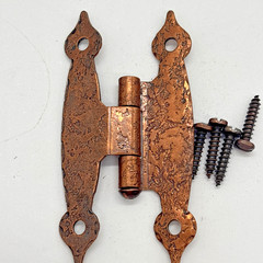 Vintage Hammered Copper-Plated H-Hinges DISTRESSED 6 Cabinet Hardware Colonial