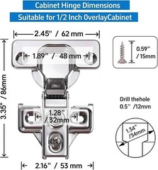 Concealed 105° Soft Close Cabinet Hinges – 24 Pack for 1/2″ Overlay