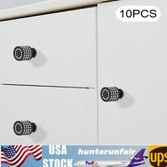 10 Pack Modern Round Cabinet Door Knob Kitchen Drawer Dresser Handle Pull Black