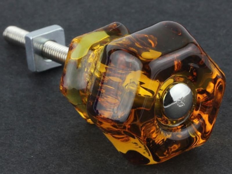 Vintage Antique Style Depression Glass Cabinet Knobs Amber Victorian 1.25″