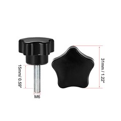 2pcs Pole Handles M6 x 15mm Thread Steel Prisoner Zinc PP