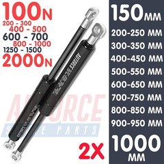 2X UNIVERSAL GAS STRUTS SPRINGS 200MM – 750MM MULTI PURPOSE 100(N) – 800(N)