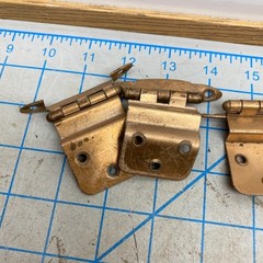 4 VTG Stepped Art Deco Copper Cabinet Door Hinges w/ Screws