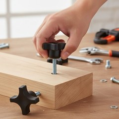 5 Pack 1/4″-20 Threaded 4-Point Knobs – Secure Grip for Woodworking & Tools