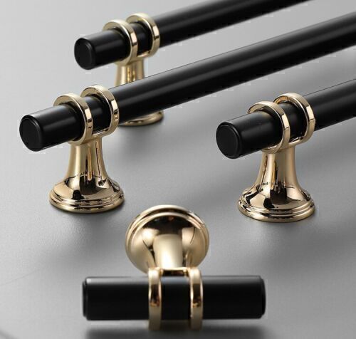 T Bar Pull Handle Alloy Kitchen Bathroom Cabinet Drawer Hardware Knob Black Gold