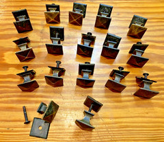 Vintage Mission Pyramid Cabinet Knobs with Back Plate in Burnished Antique