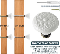 12 Pcs White Ceramic Kitchen Cabinet Knobs and Pulls, Retro Vintage