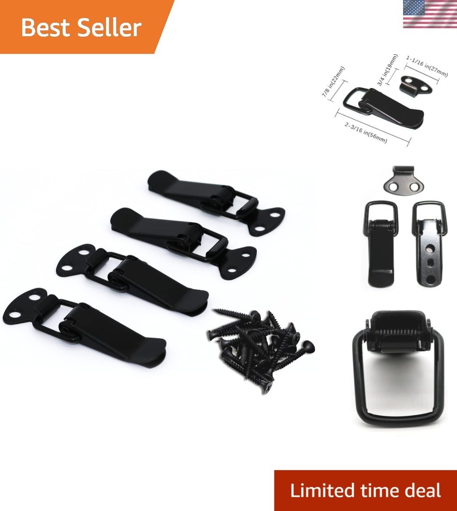 Durable Black Toggle Latches for Cabinets & Cases – 4 Set with Screws Included