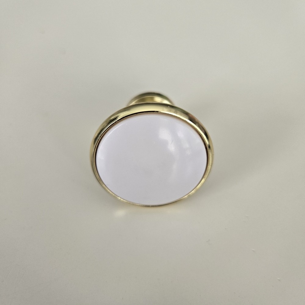Amerock BP95130B 1-3/16 in (30 mm) Diameter White/Polished Brass Cabinet Knob
