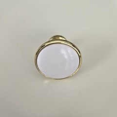 Amerock BP95130B 1-3/16 in (30 mm) Diameter White/Polished Brass Cabinet Knob