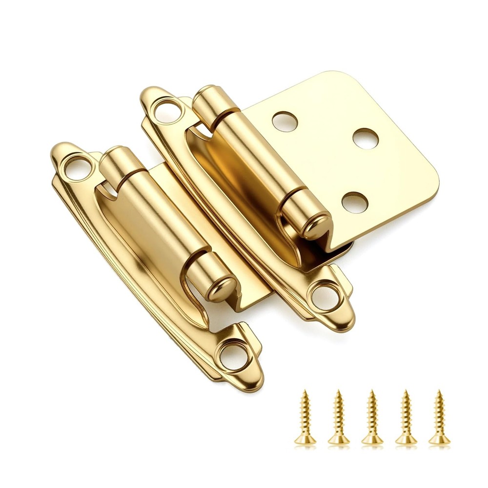 50 Pack (25 Pairs) 1/2″ Overlay Cabinet Hinges, Self-Closing Semi-Concealed Face