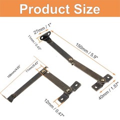 Kyuionty 2Pcs Antique Bronze Folding Lid Support Hinges, Left Media, Style 3
