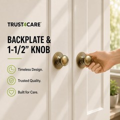 8 PCS Brushed Antique Brass Large Backplates Bifold Cabinet Knobs 21/3 In