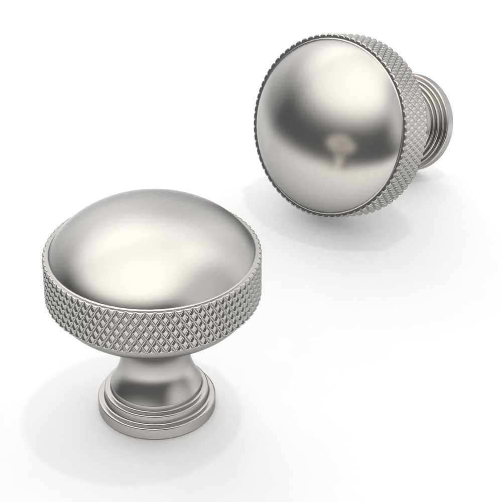 10 PCS 11/5 Inch 30mm Brushed Satin Nickel Knurled Cabinet Knobs Single Hole