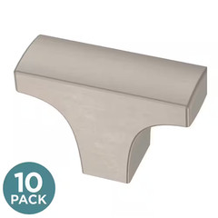 (10-Pack) Modern Track 1-21/32 In. (42 Mm) Modern Satin Nickel T-Shaped Bar Cabi