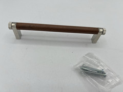 Rejuvenation West Slope Drawer Pull 6″ Walnut Wood Polished Nickel