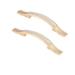 2 Pack Gold Modern Cabinet Knobs Shiny Metal Drawer Handles B204G96P2