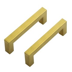 15 Pack 3-3/4 Inch Square Cabinet Handles Brushed Brass Drawer Pulls Hardware
