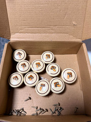 10pc Vintage 1970s Speckled Ceramic Mushroom Drawer Knobs