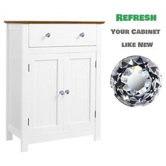 10Pcs Crystal Glass Cabinet Knob Diamond Shape 30mm Drawer Cupboard Handle Pull