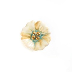 Mackenzie Childs Majolica PARCHMENT POSIE Pottery Knob NEW m25-no