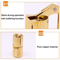 12mm Brass Barrel Hinges Cylindrical Hidden Cabinet Concealed 12 mm, 4PCS