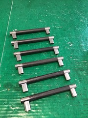 6 Knurled Bar Cabinet Drawer Pull Stainless Steel Long 7 1/8″ Chrome Dark Gray
