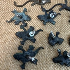 Lot of 13 Mexican Verdigris Metal Southwestern Drawer Pulls Frog Turtle Lizard
