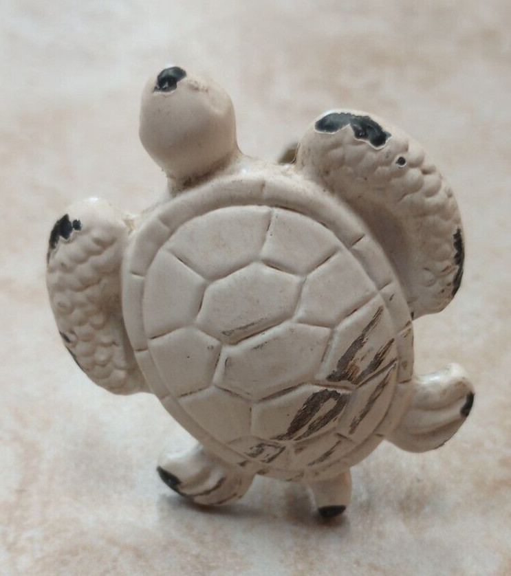 Shabby White Turtle Cabinet Knob Coastal Nautical Hardware Cast Iron
