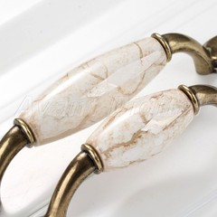 Vintage Marble Porcelain Kitchen Cabinet Handles Antique Cupboard Door Knob Pull