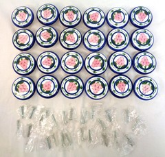24 Vintage Painted Porcelain Grapes Fruit Cabinet Drawer Knobs Pulls Renovators