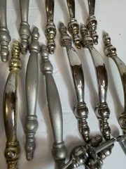 42 VTG Cabinet Pull Handles 27 Brass + 15 Silvertone + 11 Screws Matching Style