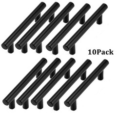 10Pack Black Cabinet Pulls Kitchen Stainless Steel Drawer T Bar Knob Handles