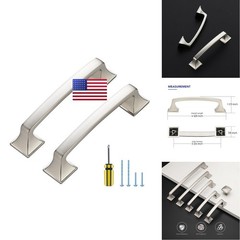 Ravinte Hardware 30 Pack Kitchen Cabinet Handles 3-3/4 Inch Hole Center Brushed
