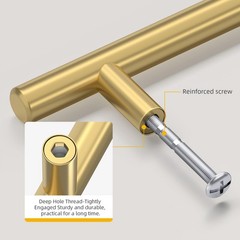 15 PCS Brushed Brass Single Bar Cabinet Cupboard Drawer Door Handle Knob 2 In