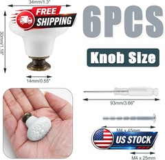 6pcs White Ceramic Drawer Knobs, Vintage Dresser Knobs with Antique Bronze Point