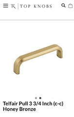 Top Knobs Cabinet Telfair Pull 3 3/4 Inch c-c Honey Bronze. TK3011HB 3.75” 96mm