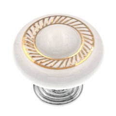 P3644-CHW White Porcelain Cabinet Knob and Polished Chrome Base Belwith Eclectic